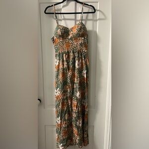 Lily Rose Floral Green and Orange Maxi Dress